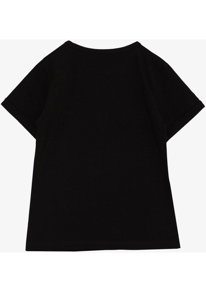 Kız Çocuk Tişört Taşlı Yazı & Kalp Baskılı 8-14 Yaş, Siyah fiyatları