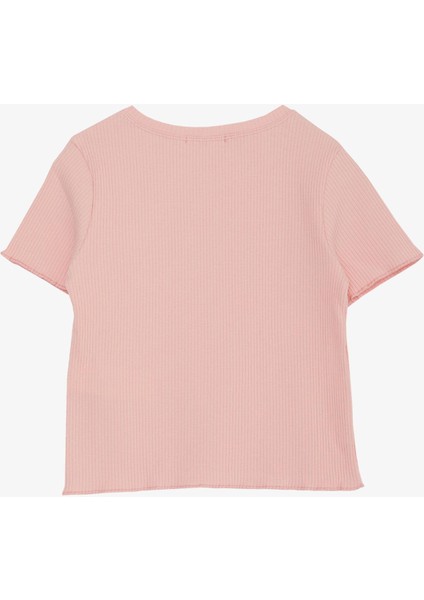 Kız Çocuk Tişört Yazı Baskılı Fitilli 8-14 Yaş, Somon fiyatları