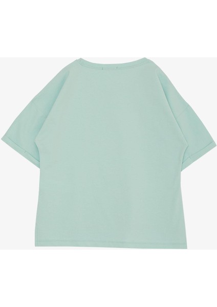 Kız Çocuk Tişört Smile Yazı Baskılı Taşlı 9-16 Yaş, Su Yeşili fiyatları