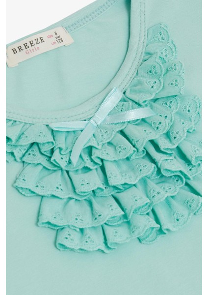 Kız Çocuk Tişört Güpürlü 4-8 Yaş, Su Yeşili modelleri