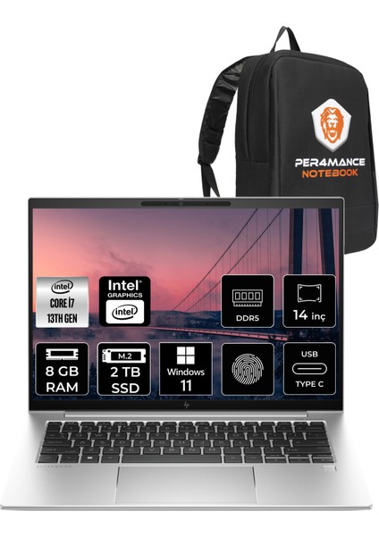 Elitebook 840 G10 Intel Core I7 1355U 8gb 2tb SSD 14'' Fhd+ W11H Taşınabilir Bilgisayar 81A16EA & Per4 Çanta 81A16EAP304