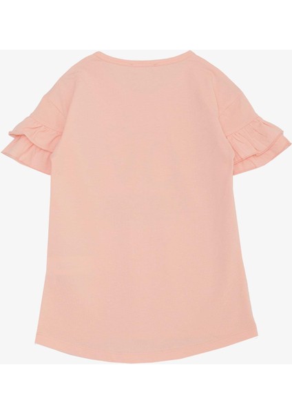 Kız Çocuk Tişört Sevgi Temalı Simli Yazı Baskılı 6-12 Yaş, Somon fiyatları