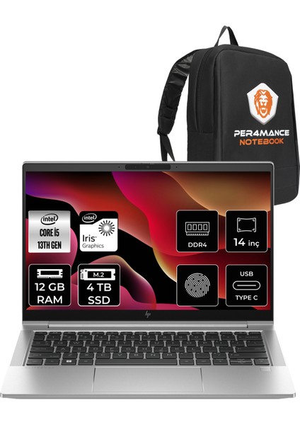 Elitebook 640 G10 Intel Core I5 1335U 12GB 4tb SSD 14'' Fhd Fdos Taşınabilir Bilgisayar 8A570EA & Per4 Çanta 8A570EAP310