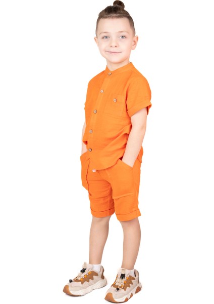 Erkek Çocuk Dik Yakalı Gömlek