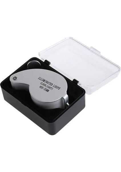 Siyah Stil 40X Metal Kapak Mücevherat Büyüteç Göz El Büyüteç Cam Lens LED Işık 25MM (Yurt Dışından)