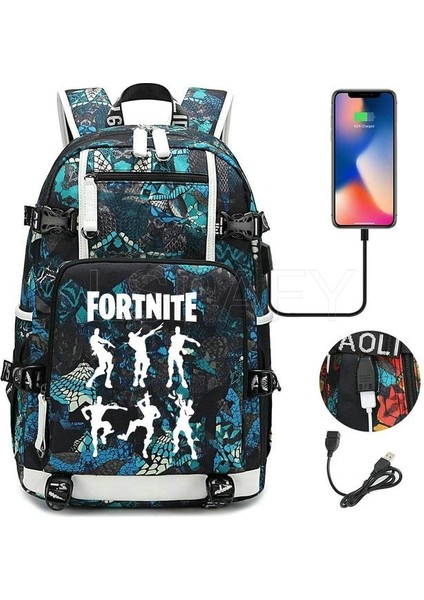 25 Fortnites Çok Fonksiyonlu USB Şarj Sırt Çantası Moda Sırt Çantası Okul Erkek Sırt Çantası Yüksek Kapasiteli Su Geçirmez Seyahat Çantası (Yurt Dışından) fırsatları