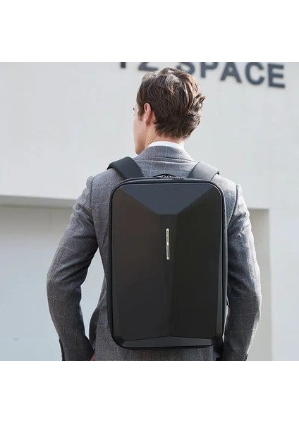 XD-6106 Beyaz S Erkek Laptop Sırt Çantası Plastik Sert Çanta Bilgisayar Çantası Erkek Iş Su Geçirmez Sırt Çantası USB Şarj Portu ve Şifre Kilidi ile (Yurt Dışından) modelleri