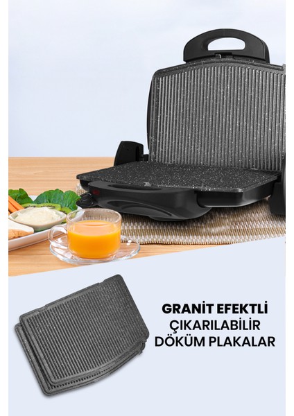 IN-7464S Trihot 3in1 Granit Çıkarılabilir Waffle Izgara Tost Makinesi