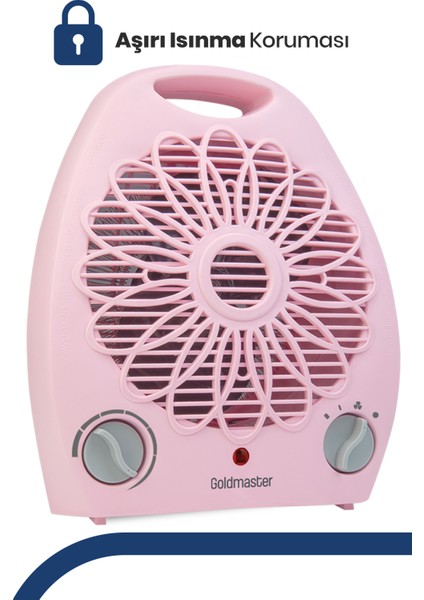 Sahra Pembe 2000 Watt Isıya Dayanıklı Sıcak Ilık Soğuk Devrilme Emniyetli Isıtıcı Fan fırsatları