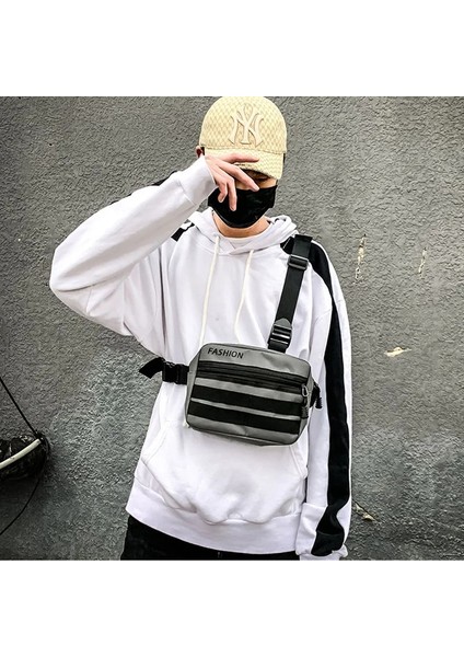 Gri Göğüs Çantası Düz Renk Göğüs Çantası Unisex Trend Taktik Paket Spor Koşu Çantası Naylon Erkek Kısa Seyahat Çantaları Kemer Paketi Erkek Yelek Sırt Çantası (Yurt Dışından) modelleri