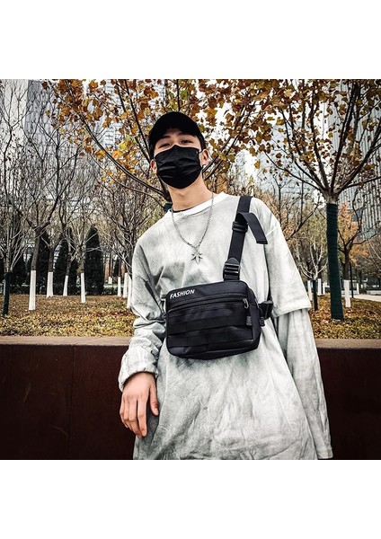 Gri Göğüs Çantası Düz Renk Göğüs Çantası Unisex Trend Taktik Paket Spor Koşu Çantası Naylon Erkek Kısa Seyahat Çantaları Kemer Paketi Erkek Yelek Sırt Çantası (Yurt Dışından) fırsatları