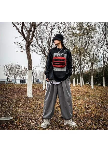 Gri Göğüs Çantası Düz Renk Göğüs Çantası Unisex Trend Taktik Paket Spor Koşu Çantası Naylon Erkek Kısa Seyahat Çantaları Kemer Paketi Erkek Yelek Sırt Çantası (Yurt Dışından) indirimleri