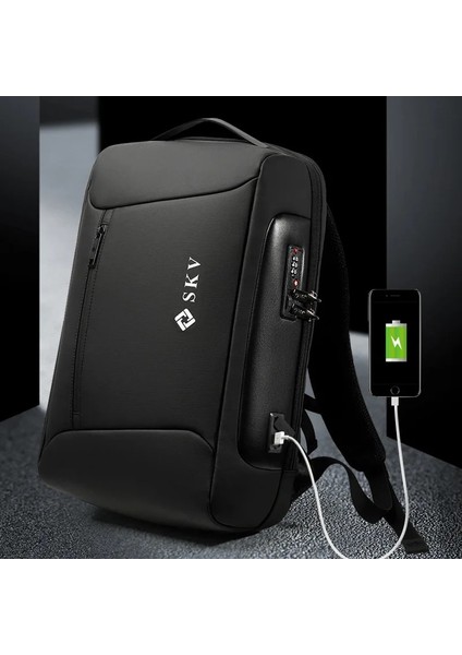 Mavi Iş Sırt Çantası Erkekler Lüks Anti-Hırsızlık Su Geçirmez Okul Dizüstü Sırt Çantaları USB Şarj Seyahat Çantası Estetik Sırt Çantası Tasarımı (Yurt Dışından)