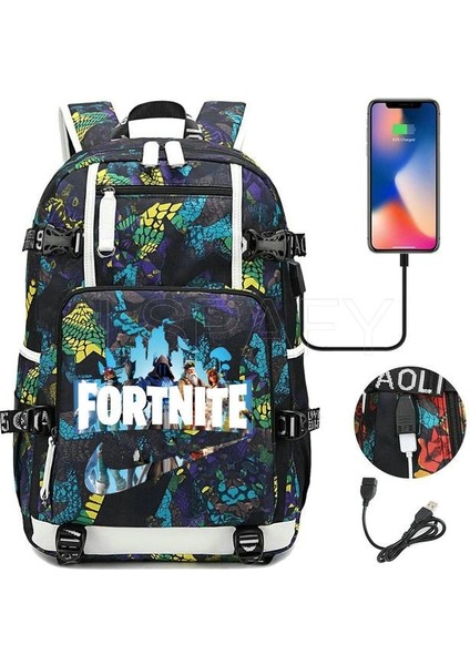 11 Fortnites Işlevli USB Şarj Sırt Çantası Moda Sırt Çantası Okul Erkek Sırt Çantası Yüksek Kapasiteli Su Geçirmez Seyahat Çantası (Yurt Dışından)