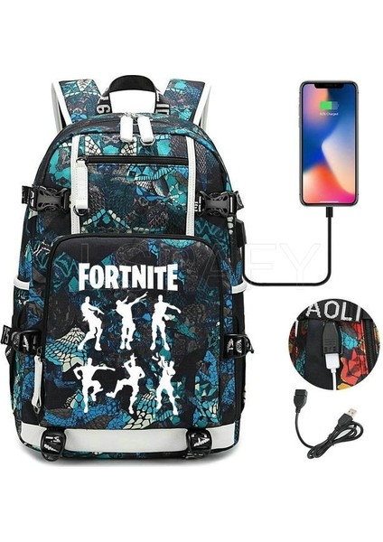 11 Fortnites Işlevli USB Şarj Sırt Çantası Moda Sırt Çantası Okul Erkek Sırt Çantası Yüksek Kapasiteli Su Geçirmez Seyahat Çantası (Yurt Dışından)