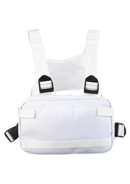 Beyaz Göğüs Çantası Hip Hop Erkek Yelek Sırt Çantası Unisex Taktik Paket Oxford Seyahat Spor Göğüs Çantası Bisiklet Sürme Çanta Erkekler Taktik Çanta (Yurt Dışından)