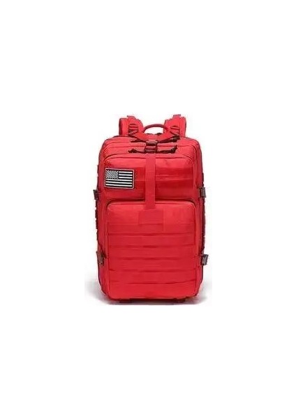 Kırmızı (50L) 50L Büyük Kapasiteli Taktik Sırt Çantası Mochila Ordu Molle Saldırı Paketi Su Geçirmez Açık Yürüyüş Kamp Seyahat Çantaları 3D Sırt Çantası (Yurt Dışından)