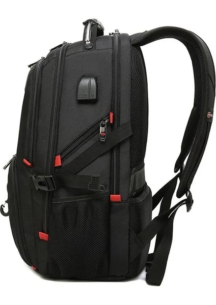 H01 17 Inç Seyahat Çantası Iş Anti Hırsızlık Sırt Çantası Erkekler Mochila USB Şarj 15.6 17 Inç Dizüstü Sırt Çantası Su Geçirmez Erkek Isviçre Sırt Çantaları (Yurt Dışından)