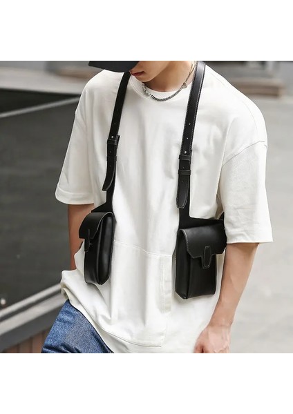 Yeni Taktik Techwear Deri Yelek Çanta Sırt Çantası Erkek Kadın Hip Hop Punk Rahat Omuz Çantası Göğüs Paketi Trend Versatilejacket Çanta (Yurt Dışından) fiyatları