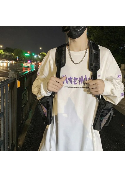 Beyaz Güvenlik Yansıtıcı Tasarım Unisex Göğüs Çantası Hip-Hop Sokak Şıklığı Taktik Yelek Sırt Çantası Çok Cep Seyahat Su Geçirmez Göğüs Rig Çantası (Yurt Dışından)
