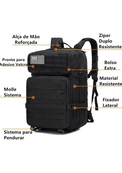 Siyah (50L) 50L1000D Askeri Taktik Sırt Çantası Mochila Kamp Yürüyüş Sırt Çantası Ordu Molle Su Geçirmez Trekking Balıkçılık Avcılık Sırt Çantası Çanta (Yurt Dışından) fırsatları