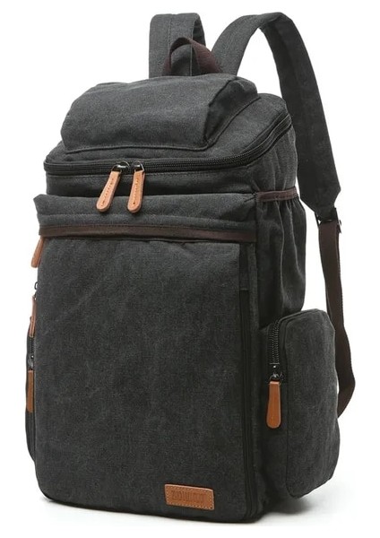 Siyah W27 x D20 x H47CM Kamp Doğa Sporları Çanta Moda Kanvas Tote Çanta Cepler ile Tasarımcı Erkek Askeri Taktik Sırt Çantası (Yurt Dışından)