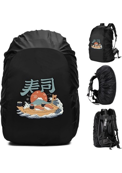 2WAVE009 45L Yağmur Kapağı Sırt Çantası 20L -70L Su Geçirmez Çanta Moda Dalga Desen Baskılı Taktik Açık Kamp Yürüyüş Tırmanma Toz Yağmurluk (Yurt Dışından)