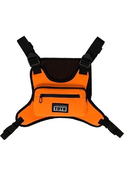 Turuncu 25CMX17CMX3CM Yüksek Kaliteli Naylon Unisex Göğüs Rig Çanta Moda Erkek Oxford Göğüs Paketleri Hip Hop Sokak Şıklığı Çok Cep Taktik Yelek Sırt Çantası (Yurt Dışından)
