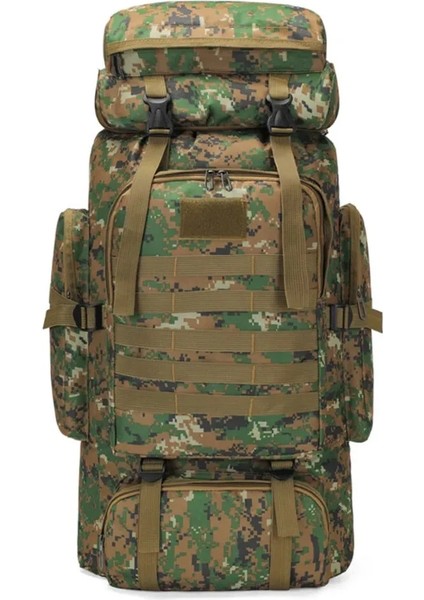 Orman Kamuflaj 56-75L 80L Oxford Kumaş Açık Sırt Çantası Kamuflaj Yürüyüş Taktik Sırt Çantası Dağcılık Çantası Erkek Kamp Seyahat Sırt Çantası (Yurt Dışından)