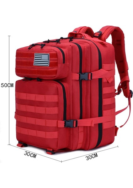 Kırmızı (50L) 50L 1000D Naylon Su Geçirmez Kamuflaj Ordu Sırt Çantası Erkekler Askeri Taktik Çanta Saldırı Molle Sırt Çantası Avcılık Trekking Sırt Çantası (Yurt Dışından)