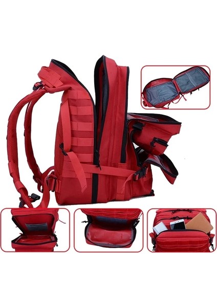 Kırmızı (50L) 50L 1000D Naylon Su Geçirmez Kamuflaj Ordu Sırt Çantası Erkekler Askeri Taktik Çanta Saldırı Molle Sırt Çantası Avcılık Trekking Sırt Çantası (Yurt Dışından)