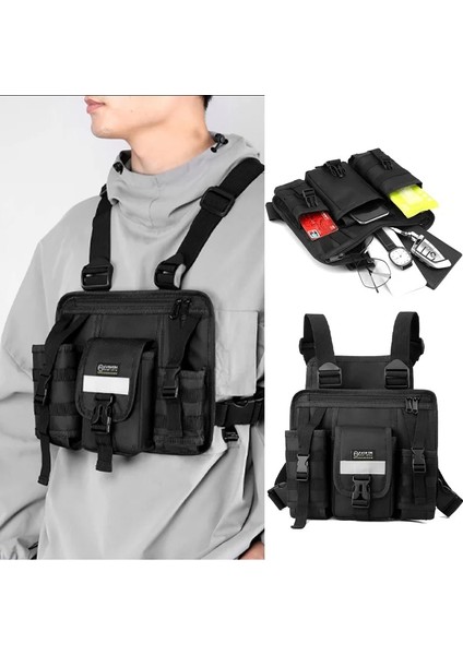 Siyah Yeni Yelek Çanta Taktik Sırt Çantası Oxford Kumaş Göğüs Çanta Anti Sıçrama Büyük Kapasiteli Siyah Kese Erkekler Bolsos De Pecho Мужская Сумка 가방 (Yurt Dışından) fiyatları