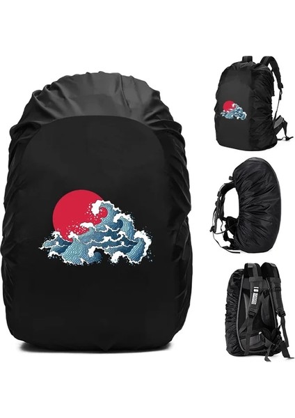 1WAVE002 20L Yağmur Kapağı Sırt Çantası 20L -70L Su Geçirmez Çanta Moda Dalga Desen Baskılı Taktik Açık Kamp Yürüyüş Tırmanma Toz Yağmurluk (Yurt Dışından)
