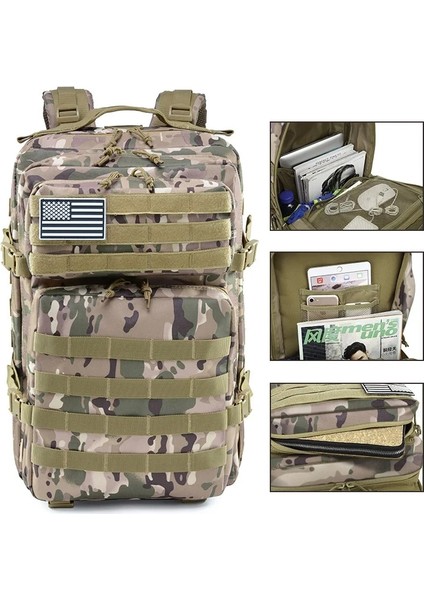 Style1 50L Yeşil 50L/30L Askeri Fan Kamuflaj Sırt Çantası Taktik Üç Seviyeli Çanta Erkek Sırt Çantası Tırmanma Çantası Kadın Yürüyüş Sırt Çantası Naylon Yeni (Yurt Dışından)