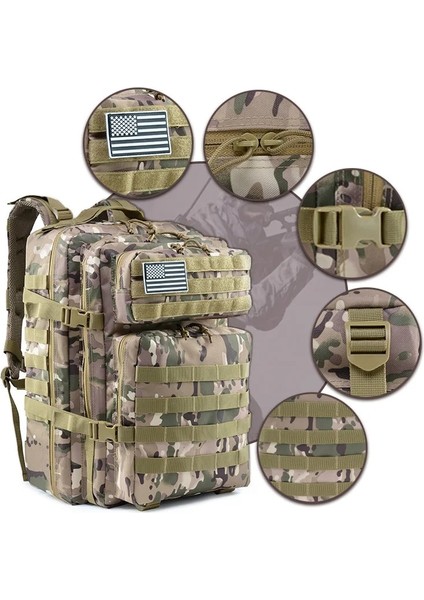 Style1 50L Yeşil 50L/30L Askeri Fan Kamuflaj Sırt Çantası Taktik Üç Seviyeli Çanta Erkek Sırt Çantası Tırmanma Çantası Kadın Yürüyüş Sırt Çantası Naylon Yeni (Yurt Dışından)