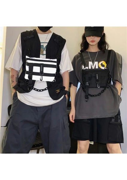 Yansıtıcı Stil 2024 Harajuku Punk Hip Hop Techwear Kargo Yelek Çanta Erkek Kadın Vintage Çok Fonksiyonlu Crossbody Çanta Açık Taktik Mini Sırt Çantası (Yurt Dışından) fiyatları