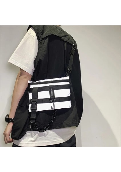 Yansıtıcı Stil 2024 Harajuku Punk Hip Hop Techwear Kargo Yelek Çanta Erkek Kadın Vintage Çok Fonksiyonlu Crossbody Çanta Açık Taktik Mini Sırt Çantası (Yurt Dışından) fırsatları