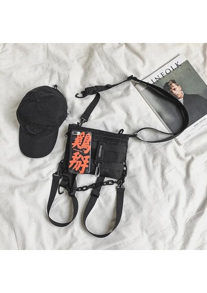 Yansıtıcı Stil 2024 Harajuku Punk Hip Hop Techwear Kargo Yelek Çanta Erkek Kadın Vintage Çok Fonksiyonlu Crossbody Çanta Açık Taktik Mini Sırt Çantası (Yurt Dışından) indirimleri