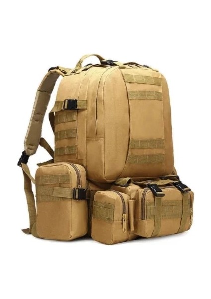 Haki 55L Taktik Sırt Çantası Erkek Askeri Sırt Çantası 4 In 1 Molle Spor Taktik Çanta Açık Yürüyüş Tırmanma Ordu Sırt Çantası Kamp Çantaları (Yurt Dışından)