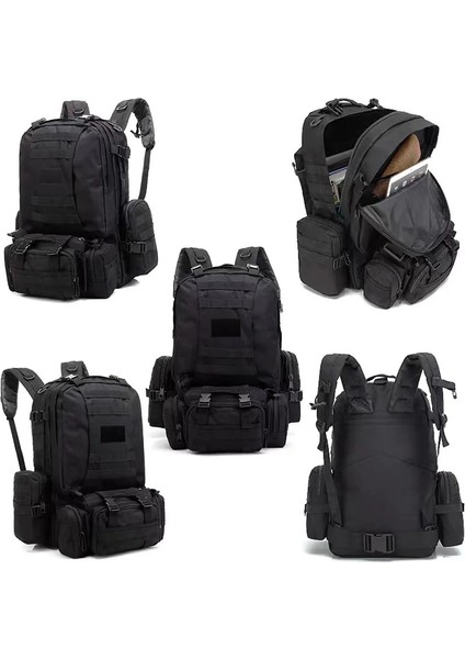 Haki 55L Taktik Sırt Çantası Erkek Askeri Sırt Çantası 4 In 1 Molle Spor Taktik Çanta Açık Yürüyüş Tırmanma Ordu Sırt Çantası Kamp Çantaları (Yurt Dışından)