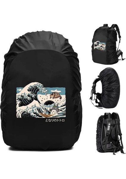 2WAVE014 35L Yağmur Kapağı Sırt Çantası 20L -70L Su Geçirmez Çanta Moda Dalga Desen Baskılı Taktik Açık Kamp Yürüyüş Tırmanma Toz Yağmurluk (Yurt Dışından)