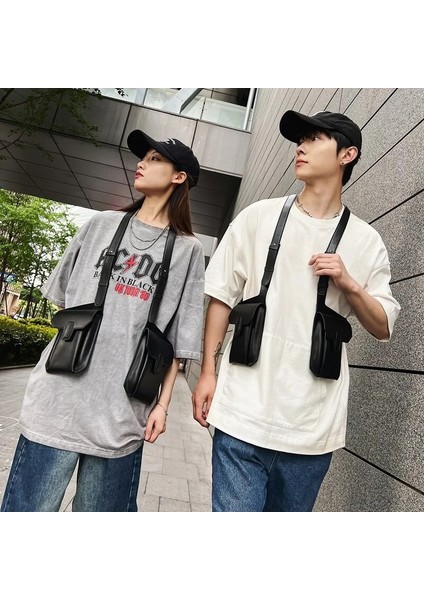 Siyah 2023 Taktik Techwear Pu Deri Yelek Çanta Sırt Çantası Erkek Kadın Hip Hop Punk Rahat Omuz Çantası Göğüs Paketi (Yurt Dışından) fiyatları