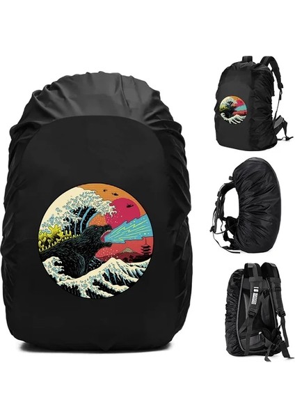 2WAVE007 45L Yağmur Kapağı Sırt Çantası 20L -70L Su Geçirmez Çanta Moda Dalga Desen Baskılı Taktik Açık Kamp Yürüyüş Tırmanma Toz Yağmurluk (Yurt Dışından)