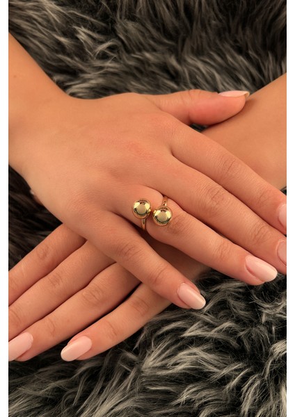 14 Ayar Altın Çift Topcuklar Yüzük fiyatları