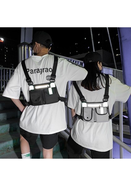 Turuncu Omuz Çantası Hip Hop Tarzı Göğüs Çantası Erkekler Yansıtıcı Şerit Taktik Paket Kanvas Erkek Seyahat Çantası Unisex Kemer Bel Çantaları Yelek Sırt Çantası (Yurt Dışından) modelleri