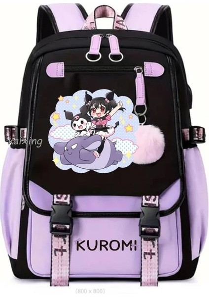 Resim Rengi Sevimli Kuromi Kadın Sırt Çantası Lise Öğrencileri Okul Çantaları Kızın USB Şarjı Büyük Kapasiteli Günlük Mochila Infanti En Iyi (Yurt Dışından) fırsatları