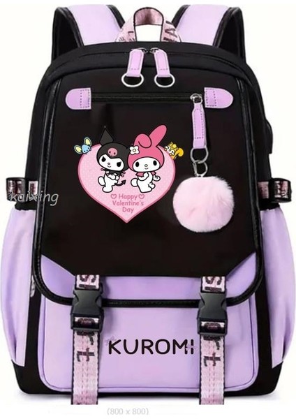 Resim Rengi Sevimli Kuromi Kadın Sırt Çantası Lise Öğrencileri Okul Çantaları Kızın USB Şarjı Büyük Kapasiteli Günlük Mochila Infanti En Iyi (Yurt Dışından) indirimleri