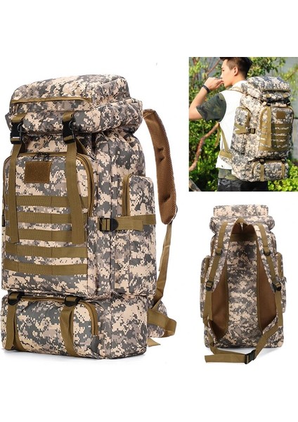 Siyah Erkek 80L Açık Seyahat Kamp Sırt Çantası Askeri Taktik Spor Yürüyüş Sırt Çantası Tırmanma Trekking Paketi Erkek Kadın Kadın (Yurt Dışından)