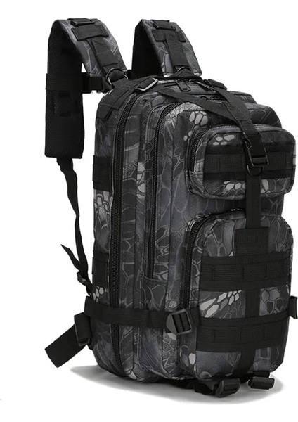 Python Siyah Trekking 30L Açık Spor Yürüyüş Kamp Avcılık Taktik Sırt Çantası Sırt Çantası Çift Omuz Açık Dağcılık Kamp (Yurt Dışından)