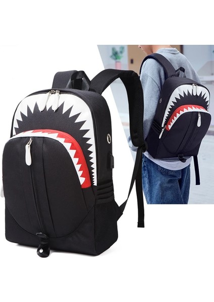 DJB2007 Nightlight Sırt Çantası Erkekler Baskı Köpekbalığı USB Şarj Dizüstü Omuz Çantası Kadın Öğrenci Schoolbag Genç Gece Aydınlık Sırt Çantası Erkek (Yurt Dışından) fırsatları